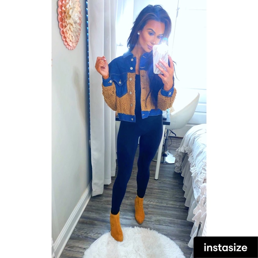 Cropped Denim and Sherpa Jacket